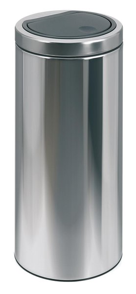 Abfallbehälter mit Touch-Deckel, Flat-Top Behälter, 30 Liter, Farbe Edelstahl