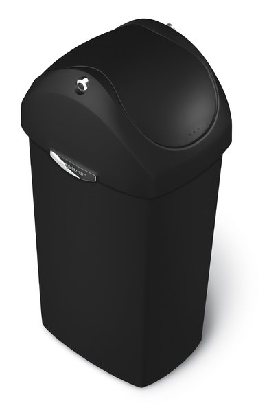 Plastik Abfallbehälter mit Schwingdeckel, Simplehuman, 40 Liter, Farbe Schwarz