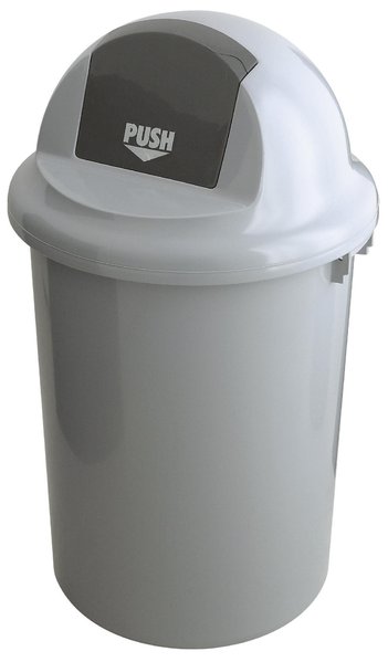 Kunststoff Abfallbehälter mit Pushdeckel, Stabil,  90 Liter, Farbe Grau