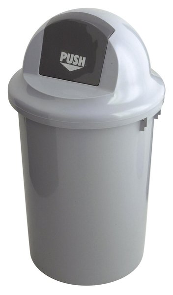 Kunststoff Abfallbehälter mit Pushdeckel, Stabil,  60 Liter, Farbe Grau
