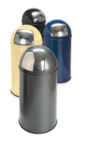 Edelstahl Abfallbehälter mit Pushdeckel, Pushbin, 50 Liter, Farbe Blau