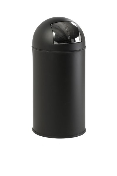 Edelstahl Abfallbehälter mit Pushdeckel, Pushbin, 50 Liter, Farbe Schwarz