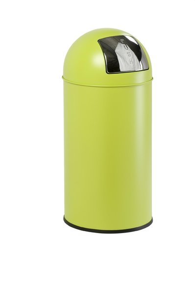 Edelstahl Abfallbehälter mit Pushdeckel, Pushbin, 50 Liter, Farbe Lime