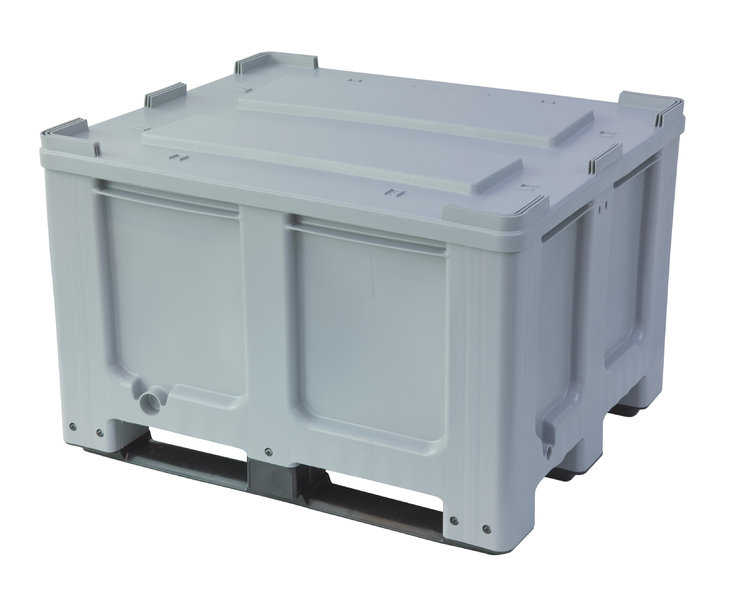 Großvolumenbehälter Transportbox CT-R3-3TD mit 3 Traversen und Deckel, 1200x1000x760mm, Farbe Grau