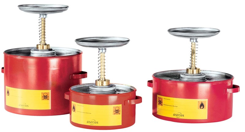Sparanfeuchter Sicherheitsbehälter aus Stahlblech, 2 Liter, Ø200 x 250mm, Farbe Rot