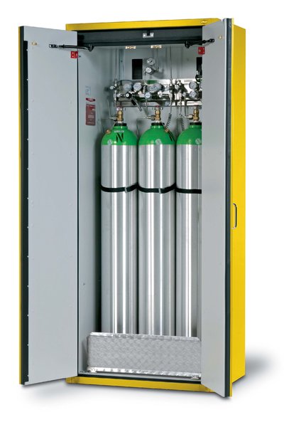 Feuerbeständiger Druckgasflaschenschrank, Typ G30, 3 x 50-Liter-Flaschen, 900x615x2050mm, Lichtgrau