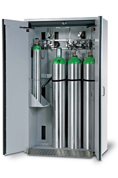 Feuerbeständiger Druckgasflaschenschrank, Typ G30, 4 x 50-Liter-Flaschen, 1200x615x2050mm, Lichtgrau