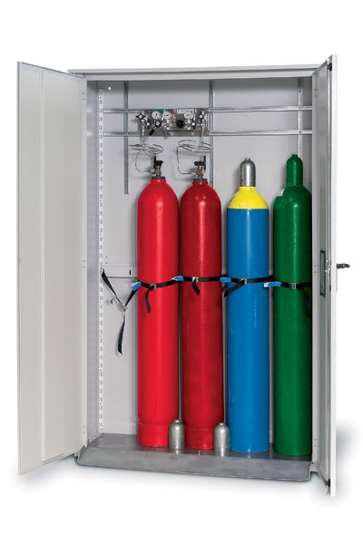 Einwandiger Druckgasflaschenschrank, für den Außenbereich, 5 x 50-Liter-Flaschen, 1350x400x2150mm