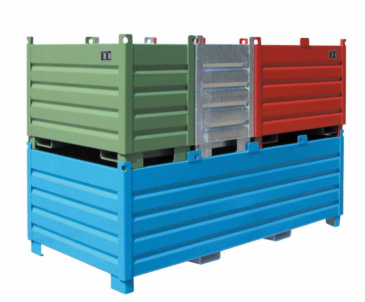 Sammelbehälter Flachglascontainer Typ SBS 1000, 1,00m³, 1200x1200x850mm, Traglast 1000kg, Grau
