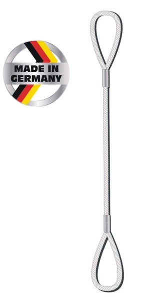 Anschlagseil Krangeschirr, 1-strängig, Seil-Ø 12mm, verz, beidseitig Öse, Tragl. 1500kg, Nutzl. 3m
