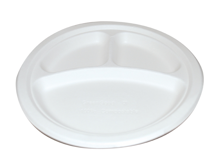 Einweg-Geschirr Teller Rund, 3-geteilt, Ø25cm, Weiß, entspricht HACCP, 480 Stück