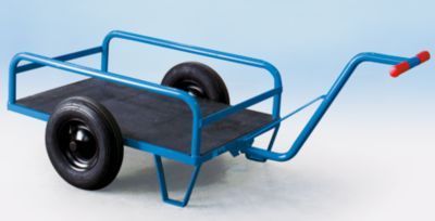 Handwagen Muldenwagen, 1050x700mm, mit Geländer, Luftreifen, Tragf. 400kg, Blau