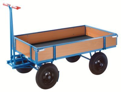 Schwerlast Handwagen Handpritschenwagen, 1210x760mm, Luftreifen, Bordwände, Tragf. 500kg, Blau