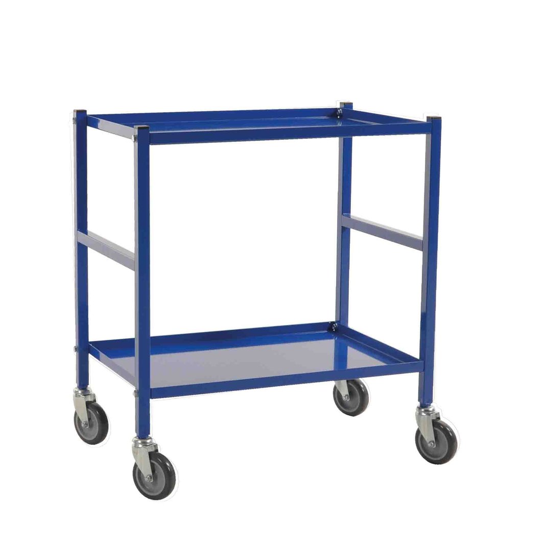 Tischwagen Metall, KM3100, 690x430x750mm, 2 Böden, Tragfähigk. 150kg, Blau