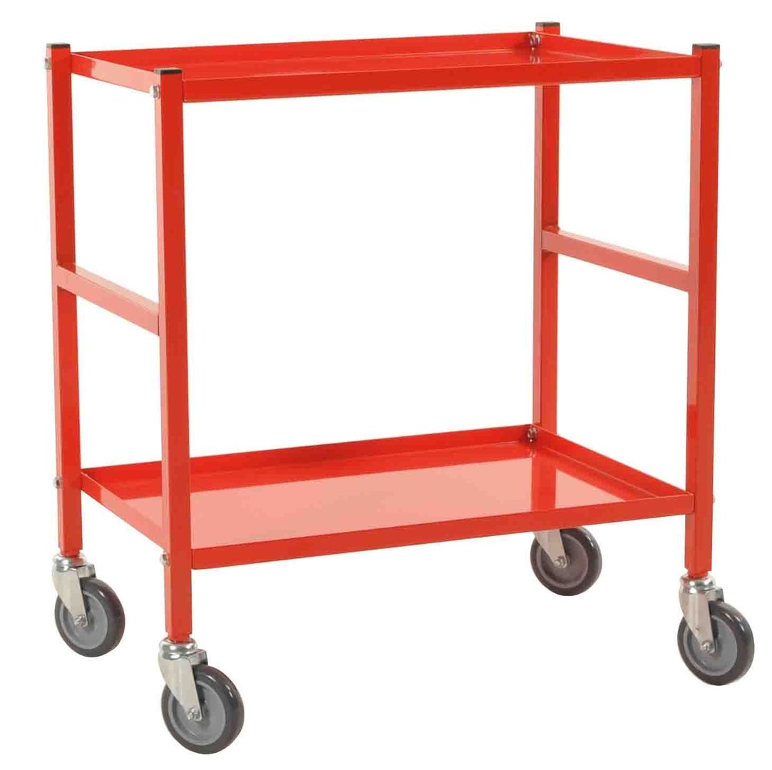 Tischwagen Metall, KM7100B, 690x430x750mm, 2 Böden, Tragfähigk. 150kg, Rot