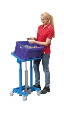 Materialständer mit Fußhydraulik, Tragf. 150kg, Blau