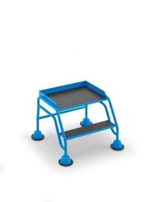 Mobile Stehleiter, 2 Stufen inklusive Plattform mit Siebdruckplatte, B785xT745xH560mm, blau