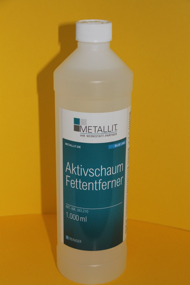 Aktivschaum Fettentferner Metallit, hochalkalischer Reiniger Schaumstark, 1l Flasche