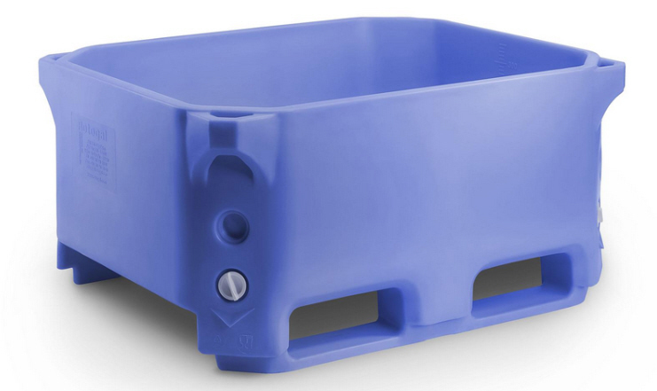 Hygiene Palettenbox BI-400, Reinraumbehälter, 1200x1000x570mm, PE-Schale PU-Kern, 400L, Verkehrsgelb